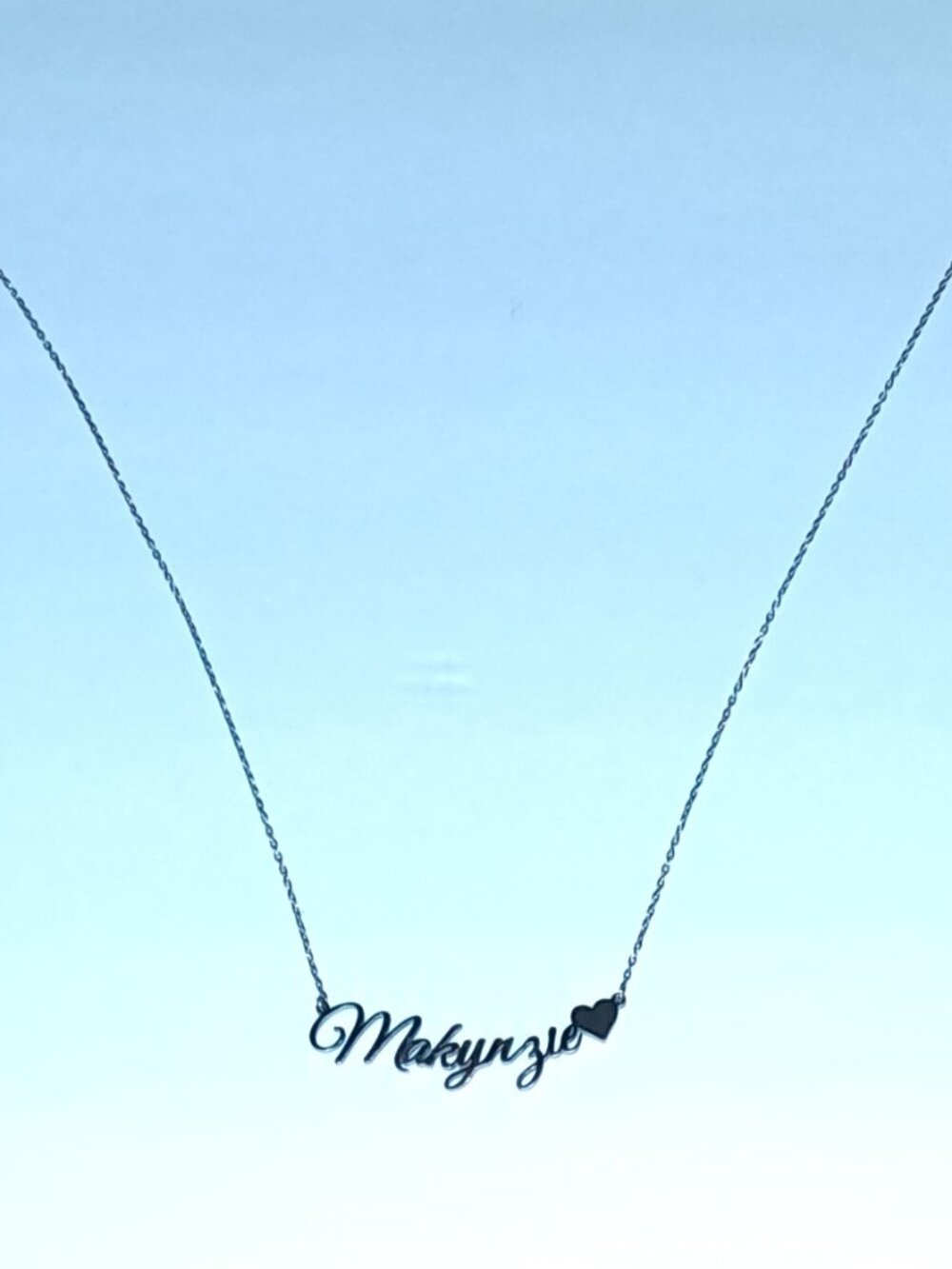 Makynzie Name Necklace with Heart Sterling Silver Personalized Pendant 16"